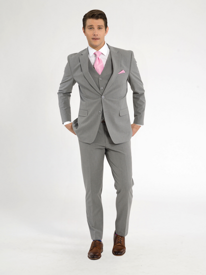 Light Grey Blazer Pink Shirt Pink Tie With White Shirt With Grey