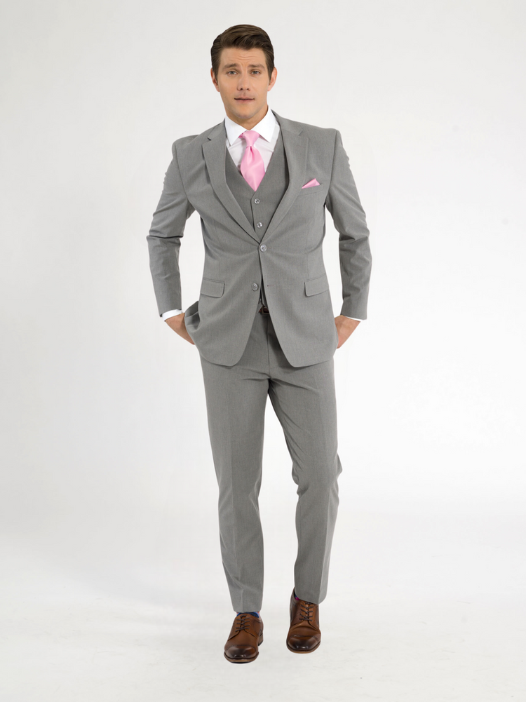 Light Grey Vested  Suit